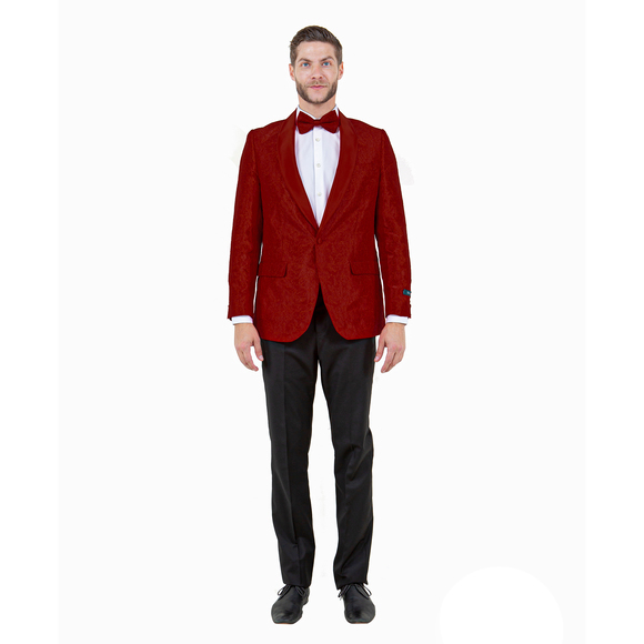 Tazzio Paisley Blazer Only Slim Fit Mens Jacket, Burgundy